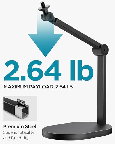 InnoGear Studio Mic Stand, Max Load 2.64 lb Microphone Arm Desk Mount Desktop Microphone Stand for Fifine AM8 K669B Blue Yeti HyperX QuadCast SoloCast AT2020, Webcams Cameras, Black