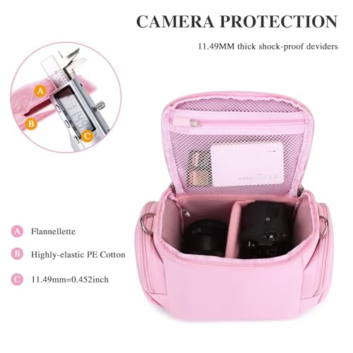 G-raphy Camera Bag Case Pink Small Photography Bags DSLR SLR MIRRORLESS BAG with Removal Straps - color: Pink