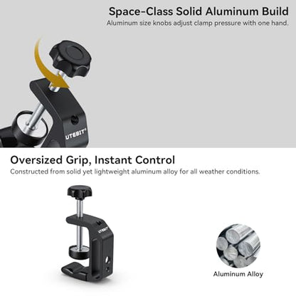 UTEBIT 1Pcs Aluminum Alloy C-Clamp for Desktop Mount Holder, 0.36-1.2 inch | Aluminum Universal Table Clamp with 1/4 and 3/8 Thread Hole, Desktop DSLR Mount for Shelves, Desk, Rods, Camera - size: 0.36-1.57 inch