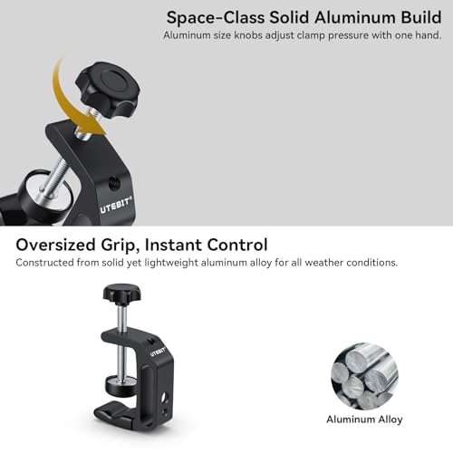 UTEBIT 0.36"-2" Aluminum C-Clamp for Desktop Mount Holder, Black | 2 Pack Universal Desk Clamp with 1/4" and 3/8" Thread, Adjustable Versatile Clamp for Desktop Mount Tables Desk - size: 0.36-2.0 inch