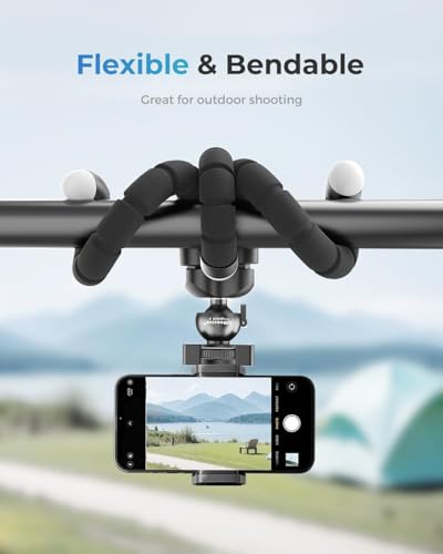 Acuvar Flexible Phone Tripod Stand with Wireless Remote & Adjustable Holder, Mini Smartphone Tripod for iPhone & Android, Portable for Vlogging, Selfies, Live Streaming & Video Recording - style: Tripod + Smartphone Mount + Remote