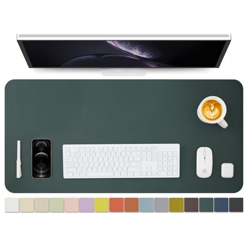 HOMIEAZICOZI Leather Desk Mat - Non-Slip PU Pad for Office and Home Organization Accessories Ideal Large Mouse Mats on Top of Desks (Dark Green,36''x 17'') (DPD-DG-L) - color: Dark Green, size: 36" x 17"