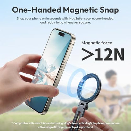 ULANZI Ungraded Magnetic Phone Tripod Mount for MagSafe, Aluminum Camera Phone Holder with 1/4" Screw & Cold Shoe,Carabiner Design, Compatible with iPhone 17/16/15/14/13/12 Series