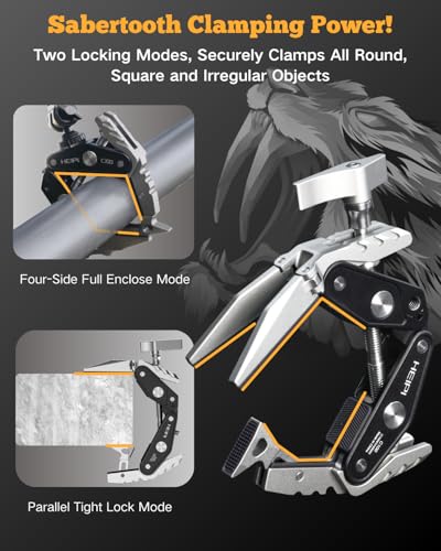 HEIPI Super Clamp Phone Camera Mount Holder 2-in-1 Clamp & Stand Design with 1/4"-20 & 3/8"-16 Screw Mount Adapter Holder Max Clamping 3.93 inch for Tripod Accessories, Phone, Action, DSLR Camera - style: Super Clamp Only