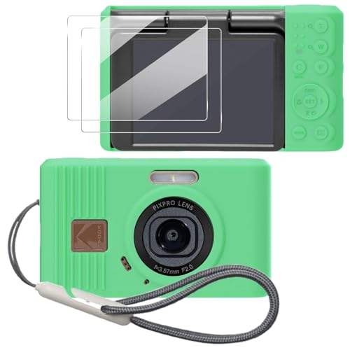 Case for Kodak PIXPRO C1 accessories,Soft Silicone Protective Case,Comes with 2 Screen Protectors and 1 Wrist Strap - lemon fluorescent green - color: Luminous green