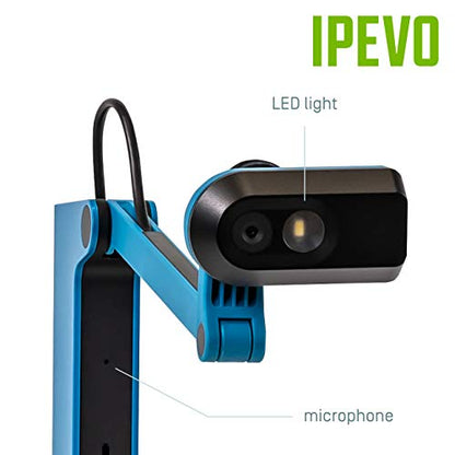 IPEVO VZ-X Wireless 8MP Document Camera, 3 Modes of Connectivity — Wi-Fi, HDMI, and USB, Compatible with Web Conferencing Software, Works Wirelessly with iOS, tvOS, and Android,Black, Blue - style: Wireless, HDMI and USB Connection