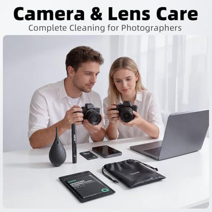 llano 5-in-1 Camera Lens Cleaning Kit with Cleaning Solution 60ml, Swab, Pen, Air Blower, Nano-Fiber Cloth, Wipes, Cleaning Kit for Computer PC MacBook iPhone Camera