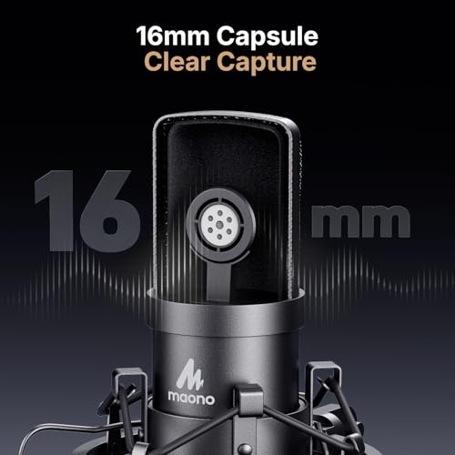 MAONO Microphone with Studio Headphone Set 192kHz/24bit Vocal Condenser Cardioid Podcast Mic Compatible with Mac and Windows, YouTube, Gaming, Live Streaming, Voice-Over (AU-A04H)