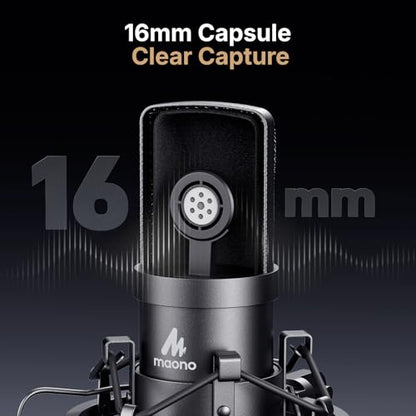 MAONO Microphone with Studio Headphone Set 192kHz/24bit Vocal Condenser Cardioid Podcast Mic Compatible with Mac and Windows, YouTube, Gaming, Live Streaming, Voice-Over (AU-A04H)