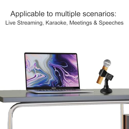 Desktop Clip On Mini Microphone Stand Holder Adjustable Portable 180 Degree Microphone Clip For Live Streaming Online Meetings Computer Chats