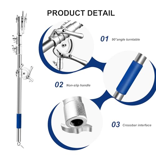 Prefessional Extension Boom Arm Bar with Work Platform for Photography C Stand and Light Stand,Pro Heavy Duty Crossbar Holding Arm for Softbox,Studio Strobe,Monolight,LED Video Light,Reflector