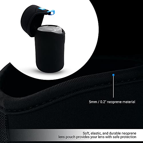 JJC Water Resistant Neoprene Camera Lens Pouch Case, Fold-Over Lens Bag for Mirrorless Lenses Up to 3.1 x 4.6 (D X H) for Canon RF 85mm f/2, Nikon Nikkor Z 85mm f/1.8, Sigma 16mm f/1.4 etc. - size: 3.1 x 4.6"