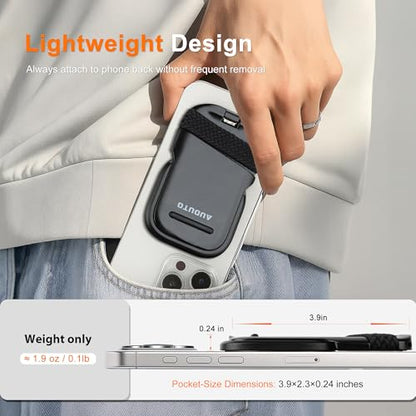 Magnetic Phone Tripod Stand, Portable Mini Selfie Stick for iPhone 17/16/15/14/13/12 & MagSafe, Aluminum Angle-Adjustable Foldable Strong Magnet Phone Holder, Travel Essentials - color: Charcoal Black