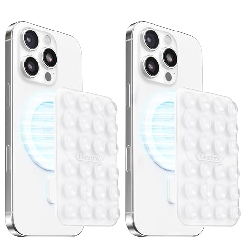 Klearlook 2PCS Magnetic Suction Phone Mount for MagSafe Case, Sticky Phone Grip Holder for iPhone, Removable Hands-Free Selfie/Video for TikTok Influencers, Women Girl Teen Gift, Transparent - color: Transparent & Transparent