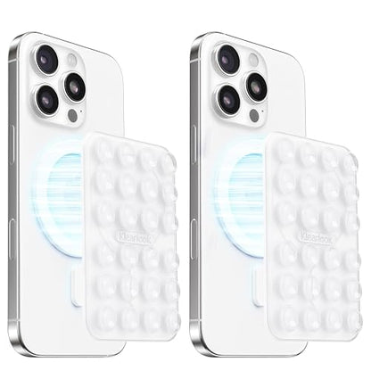 Klearlook 2PCS Magnetic Suction Phone Mount for MagSafe Case, Sticky Phone Grip Holder for iPhone, Removable Hands-Free Selfie/Video for TikTok Influencers, Women Girl Teen Gift, Transparent - color: Transparent & Transparent
