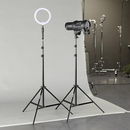 Amazon Basics Portable Aluminum Photography Light Stand Tripod with Case, Adjustable 2.8-6.7 Feet, Pack of 2, Black - size: 2-Pack