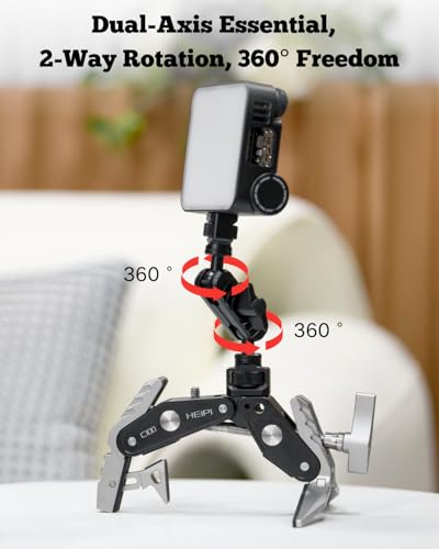 HEIPI Super Clamp Camera Mount Holder - Sabertooth C100 with 360° Ballhead Magic Arm MA175 and Phone Clip PC01 for Tripod Accessories, Round Tube, Flat Surface - style: Super Clamp with Short Magic Arm & Phone Clip