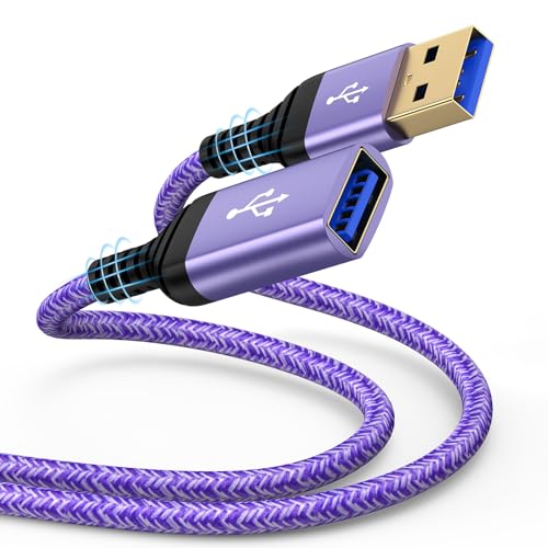 10FT USB 3.0 Extension Cable, Type A Male to Female USB Extender Cord High Speed Data Transfer Compatible for Printer, Mouse, Keyboard, Hard Drive, Flash Drive, Webcam, Camera, Phone, Controller, Xbox - color: Purple