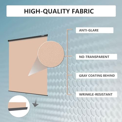 RAUBAY Retractable Pull Down Beige Screen Backdrop - 78.7" x 86.6" Collapsible Wall-Mount Nude Background for Professional Video Production, Photography, TikTok and Video Conferencing - color: Beige, size: Wider(78.7 x 86.6in)