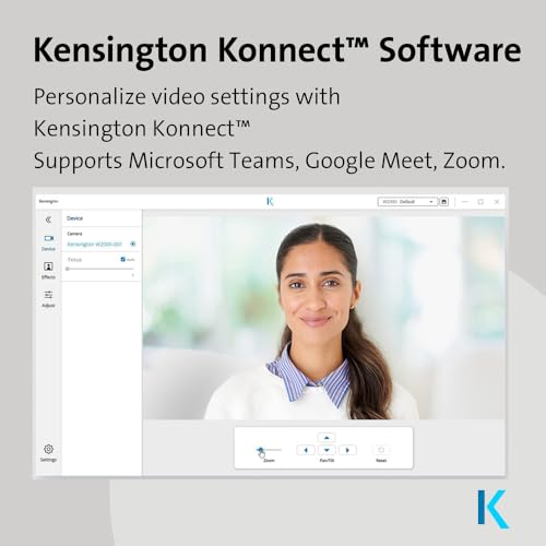 Kensington W2000 1080P Auto Focus Webcam, Full HD 1080P/30fps Webcam with Microphone for Video Conferencing, Software Control, Privacy Shutter, Compatible with Zoom/Skype/Teams (K81175WW) - color: nonte, style: normal field of view