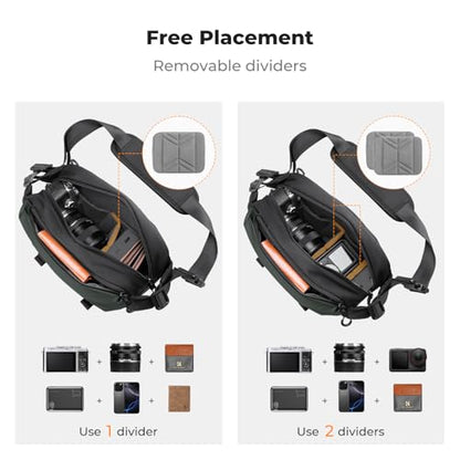 K&F CONCEPT Camera Sling Bag Crossbody Bag Waterproof Camera Shoulder Backpack DSLR/SLR/Mirrorless Camera Case - color: 15 Deep Green Small