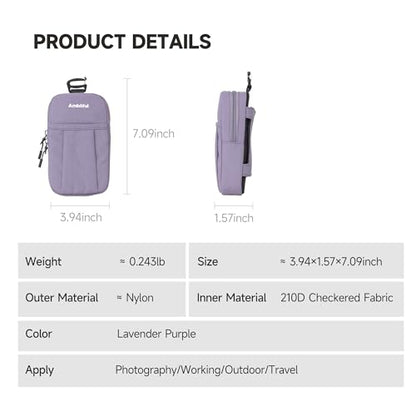 AMBITFUL Compact Sports Camera Bag, Shoulder Strap Storage Case, 3.94 x 1.57 x 7.09 inches, Compatible with Phones, Compact Cameras, Power Banks, Headphones, Black (Hang U1) (Purple) - color: Purple