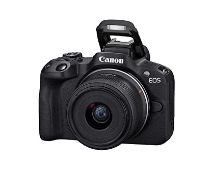 Canon EOS R50 Mirrorless Camera with RF-S18-45mm F4.5-6.3 is STM & RF-S55-210mm F5-7.1 is STM Lenses, 24.2 Megapixel CMOS (APS-C) Sensor, 4K Video, Content Creator Vlogging Camera, RF Mount, Black | Verified Kit Includes Canon Eos R50 Body with Rf-S18-45m