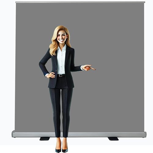 Retractable Backdrop Stand 60"x90" – Premium Plastic Adjustable Banner Frame, Lightweight Foldable Display Stand with Carry Bag for Photography, Trade Shows, Events – 4 Colors (Black / White / Green / Gray) (GRAY) - color: GRAY
