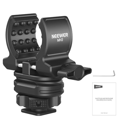 NEEWER Microphone Holder with Cold Shoe Adapter, Noise Reducing Shock Absorbing Mic Mount Accessories with Built in Silicone Pads, for Mics of 0.7" to 1" (19 to 25mm) in Diameter, MH3 - style: MH3