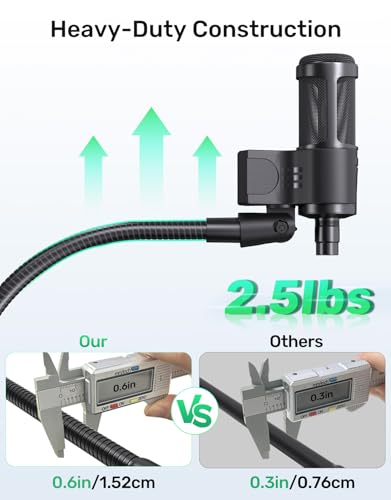 19" Flexible Gooseneck Mic Stand with Desk Clamp【Heavy Duty】 & with 2 Mic Holders, 1/4" & 3/8" Adapters，for Gaming, Live Streaming, Podcast, Conference, and Podium - size: Upgraded Heavy-Duty Clamp