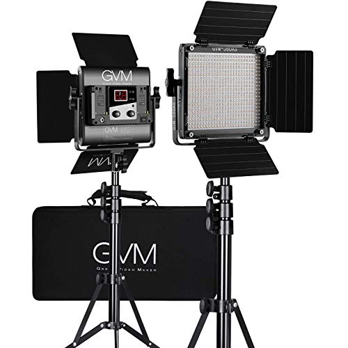 GVM 560 LED Video Light, Dimmable Bi-Color, 2 Packs Photography Lighting with APP Intelligent Control System, Lighting for YouTube, Studio, Outdoor, Video Lighting Kit, 2300K-6800K, CRI 97+ - size: 560 2 Pack