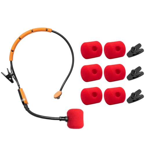6 Pcs SM31 Mic Covers + 3 Clips Compatible with Shure SM31 PGA31 Microphone, RK379 RK377 Fitness Headset, Accessory Kit for Microphone Windscreens Pop Filters, Red - color: Red