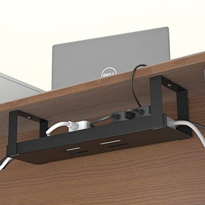 D-Line 604562 Under Desk Cable Management Tray, Cable Basket for Extension Blocks, Self-Adhesive or Screw-fix, Regain Wasted Space & Improve Appearance - Black - color: Black