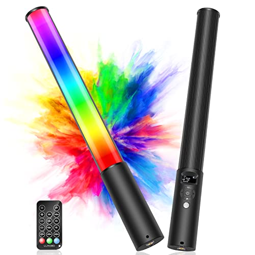 RGB Video Light Wand, Handheld Multi Color LED Tube Light Stick with Remote Control, Dimmable 2500K-6500K CRI97+ Full-Color LED Light with 2500mAh Rechargeable Battery, 12 Light Scenes