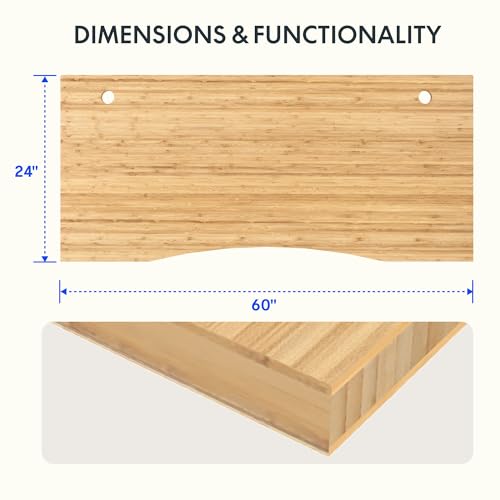 FLEXISPOT Whole Piece 60"x30" Desk Board for Electric Standing Desk Curved Natural Bamboo - color: Curved Natural Bamboo, size: 60x30"