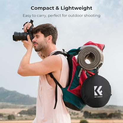 K&F CONCEPT 5-in-1 Light Reflector 43"(110cm) Photography Diffuser Collapsible Portable for Studio and Outdoor Lighting Gold Silver White Black Translucent - size: 43'' (110cm)