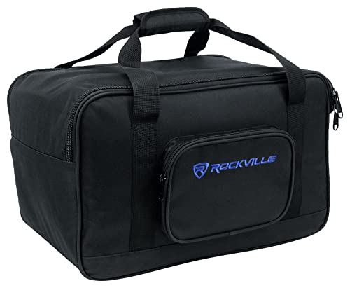 Rockville TB8 Padded Speaker Bag Carry Case For 8" DJ PA Speakers+Stand | Rugged Carry Case, Stand Compartment, Secure Interior Buckles, Rain, Splash and Scratch Resistant, Dual YKK Zippers - style: 8 - Inches