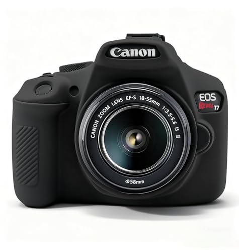 Case for Canon EOS Rebel T7 Rebel T6 Camera, Soft Silicone Rubber Protective Camera Case Cover Accessories, Lightweight, Anti-Scratch with Button Marking for EOS Rebel T7 T6 (Black) - color: Black