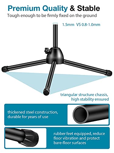 InnoGear Microphone Stand, Boom Arm Mic Stand Floor Detachable Height Adjustable Heavy Duty with Mic Clip Holder Metal Base for Blue Yeti HyperX QuadCast Shure SM58 Samson Q2U Fifine K669B