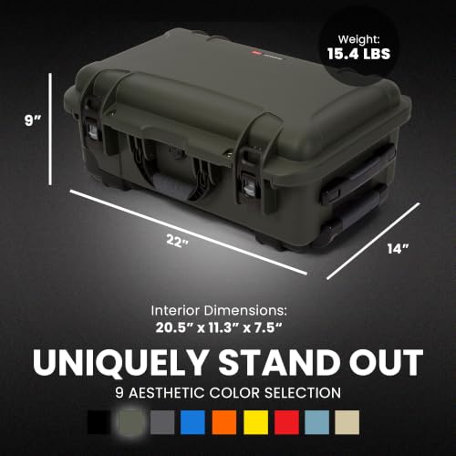 NANUK 935 Pro Photo Kit – Waterproof Travel Camera Hard Case with Padded Dividers and Wheels, 22” x 14” x 9” - Dustproof and Impact Resistant, Airline Carry-On Approved – Olive - color: Olive - Pro Photo Kit