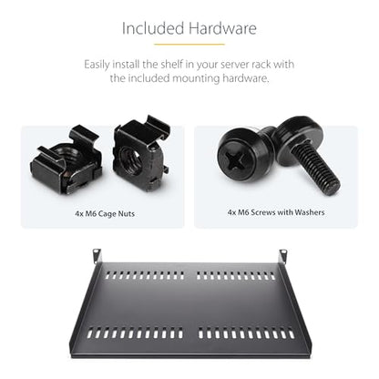 StarTech 1U Vented Cantilever Rack Shelf, 16in, 44lb/20kg (CABSHELF116V) - size: 16", style: single