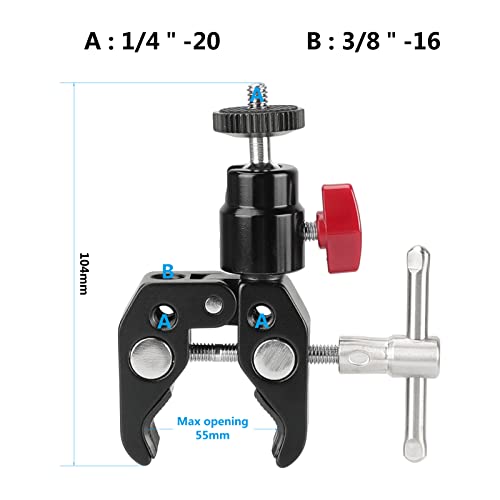 CAMVATE Super Clamp Articulated Mini Ball Head with 1/4"-20 Thread Hole