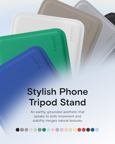 MOFT Phone Stand, Magnetic Phone Tripod Stand Stain-Resistant MOVAS Leather & Angle Adjustment & Strong Magnets Tripod for iPhone 17/16/15/14/13/12 (Included Metal Ring)-Sapphire - color: Sapphire, size: Without Card Slot