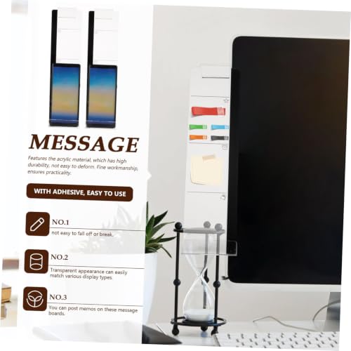 DOITOOL 2pcs Transparent Phone Holders and Memo Boards Multi-Functional Monitor Accessory for Use Convenient Message Boards to Keep Memos Organized and Hands Viewing