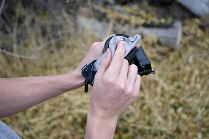 SPUDZ Ultra Microfiber Lens Cleaner with Closeable Bottom – Clip-On Pouch, Washable – for Binoculars, Scopes, Glasses, Screens | Ultra Carbon Fiber, 6 x 6 Inch - color: Carbon Fiber, size: 6 x 6 Inch