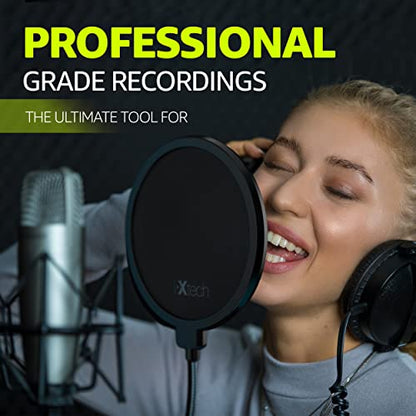 IXTECH Pop Filter for Mic Pop Filter for Blue Yeti Microphone Pop Filter Mic Pop Filter Dual Layered Sound Shield Guard Windscreen with a Flexible 360 Degree Gooseneck Clip Stabilizing.