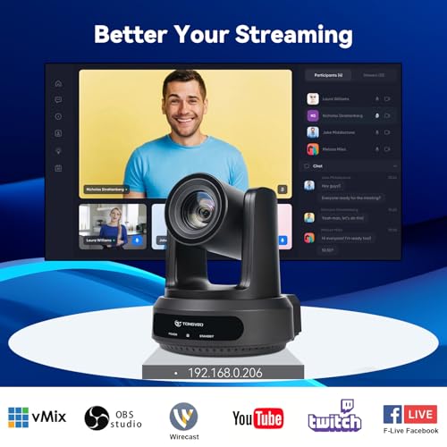 TONGVEO AI Auto-Tracking PTZ Camera: 20X Optical Zoom 1080P 60fps HDMI SDI USB PoE Video Camera for Church Worship Live Streaming, Conference Room Webcam for OBS - color: Ink