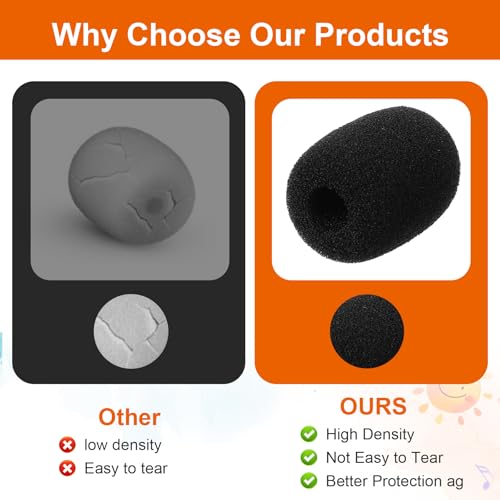 12 Pack Microphone Covers Foam Headset, 1.18 X 0.87 Inch Lapel Mic Covers, Soft Microphone Windscreen for Headset Lavalier Microphones Noise Reduction (Black)