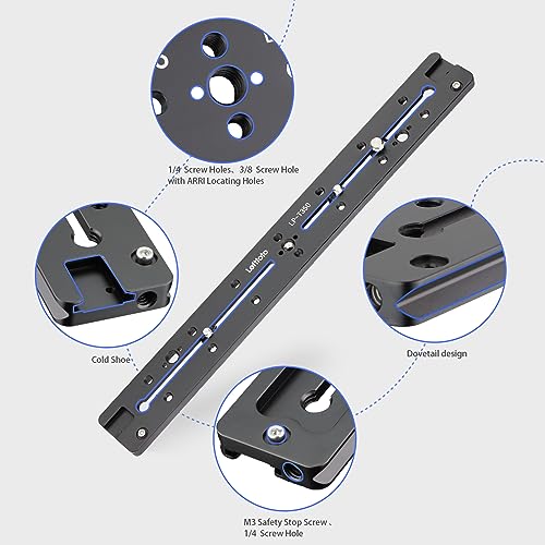 LEFTFOTO 350mm Double Dovetail Slide Rail with Arca Swiss Quick Release Plate,Locating Hole for ARRI,1/4" & 3/8" Threads,Cold Shoe - for DSLR Camera Tripod Ballhead - size: 350mm