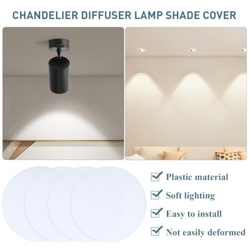 Ceiling Light Diffuser Cover 5.78 Inch Round Frosted White Lampshade Anti Glare Spotlight Downlight Shield Replacement for Chandelier Drum Lamp Pendant Lighting Accessories, 4PCS